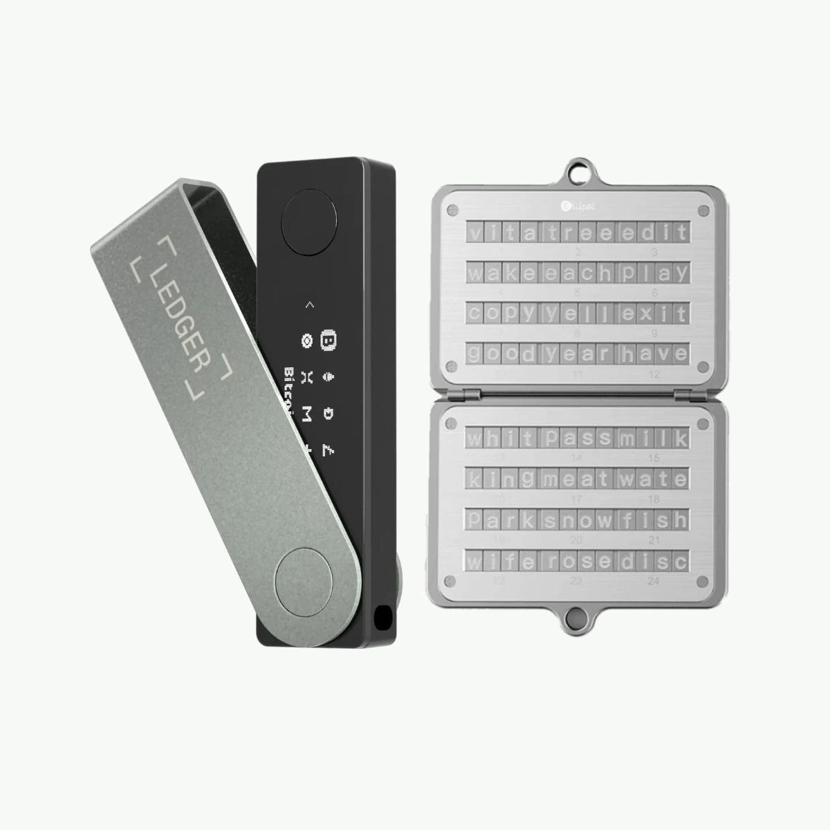Ledger Nano X + Ellipal Seed Phrase Stahl